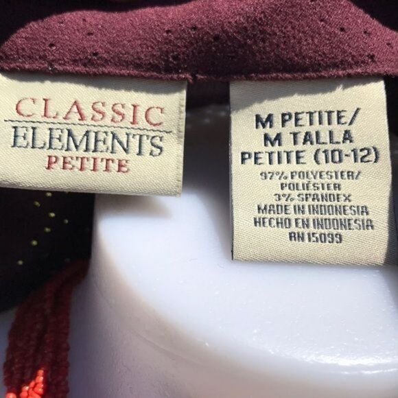 Vintage Classic Elements Maroon Button Down Blouse Long Sleeve Shirt Size M - Picture 4 of 8